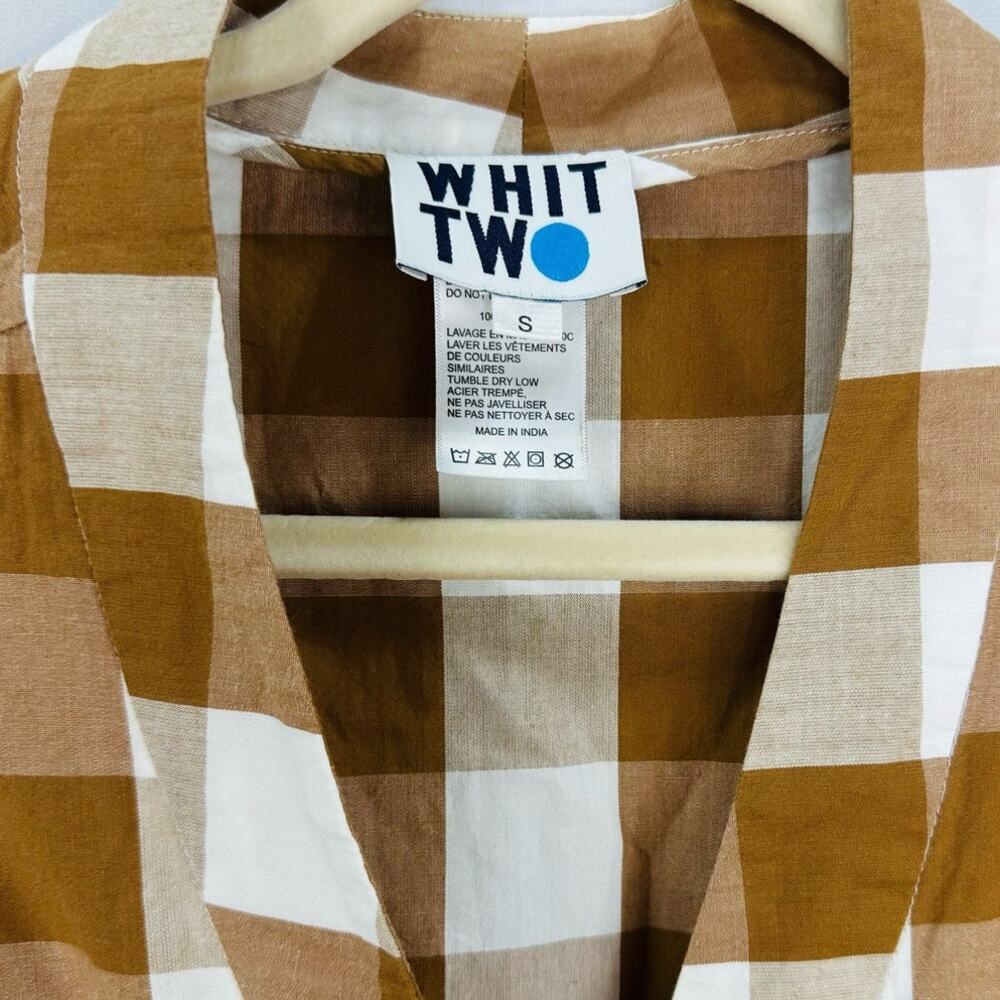 Anthropologie WHIT Two Brown Buffalo Check Gingham Romper Size Small - Picture 10 of 12
